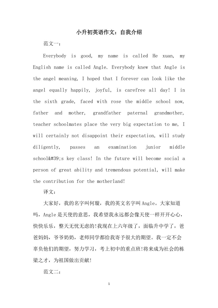 高中优秀英语自我介绍带翻译_高中英语自我介绍范文