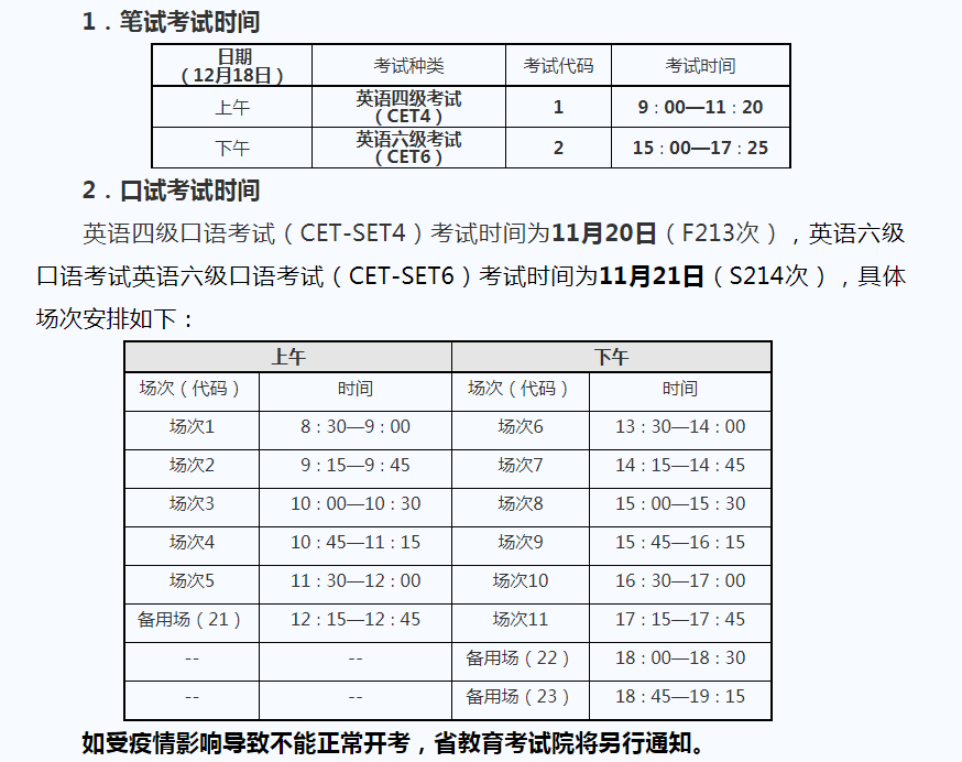 关于英语六级考试2021考试时间山东的信息