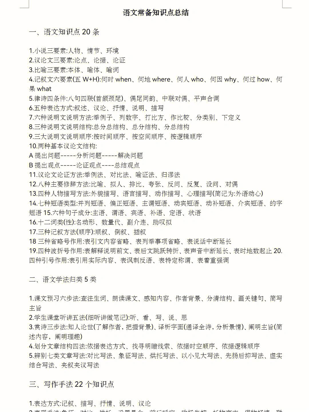 高中语文知识点总结100个(高中语文知识总结知识点总结汇总版)