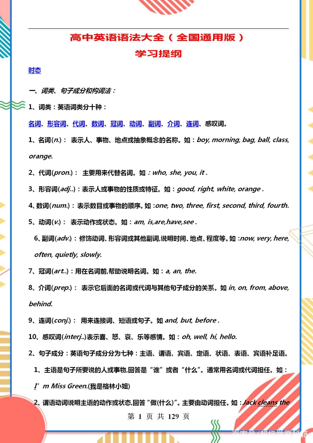 高中英语语法基础知识大全课件_高中英语语法基础知识大全