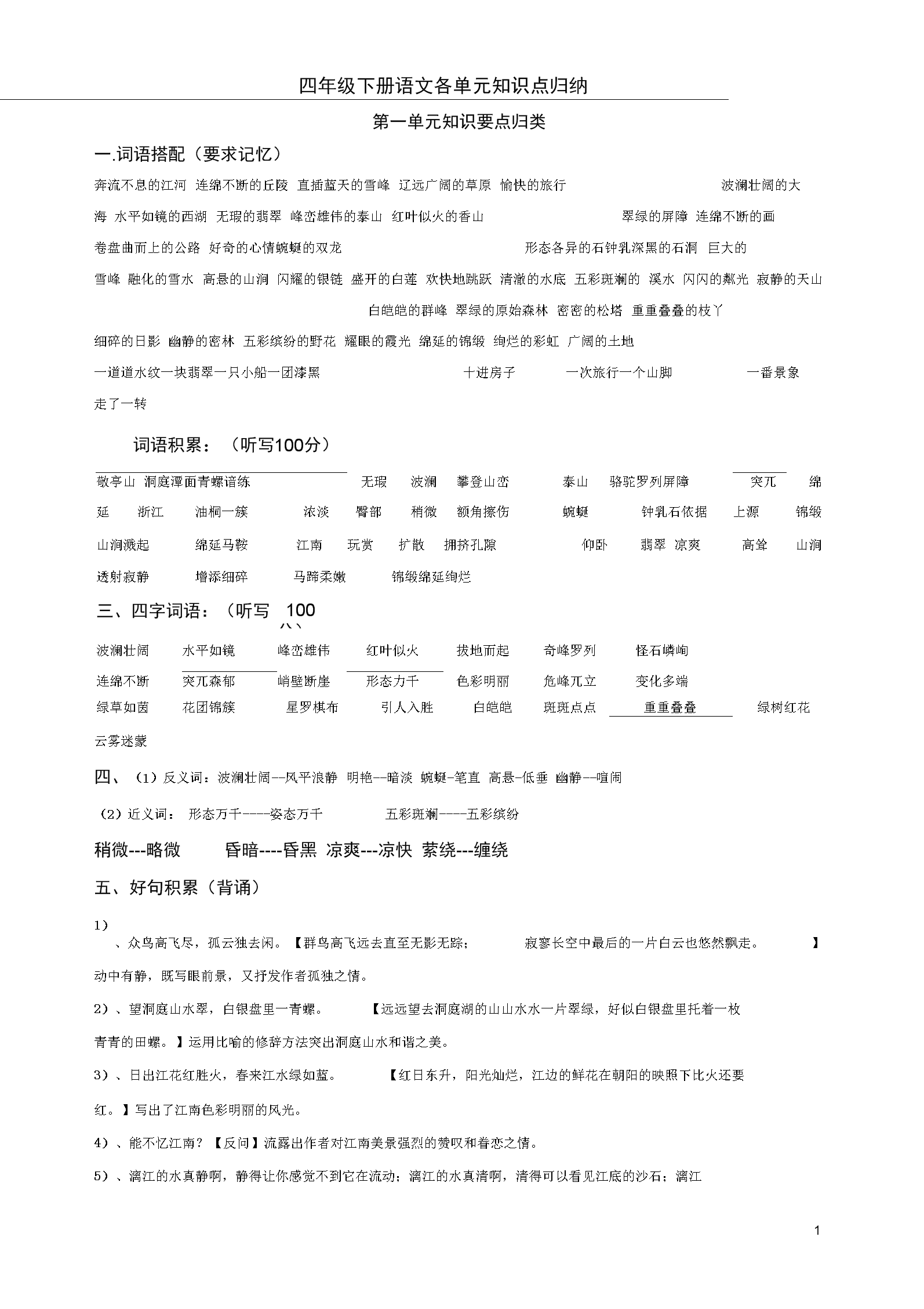 小学语文所有必考知识点汇总表_小学语文所有必考知识点汇总