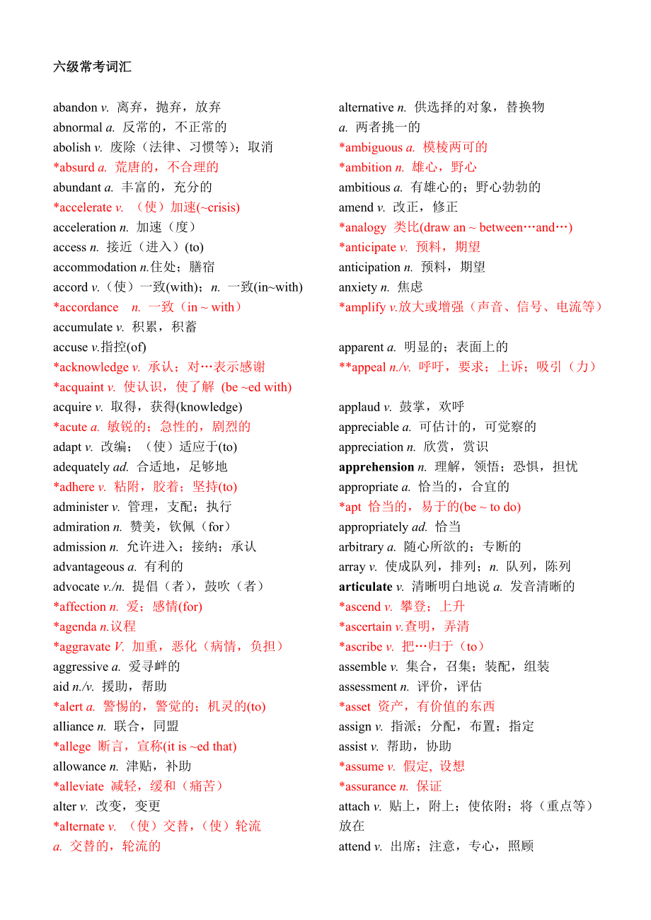 英语六级词汇多少个词_英语六级词汇多少个