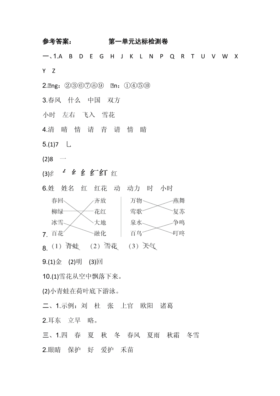 小学语文一年级下册第八单元试卷_小学语文一年级下册第八单元试卷看图写话