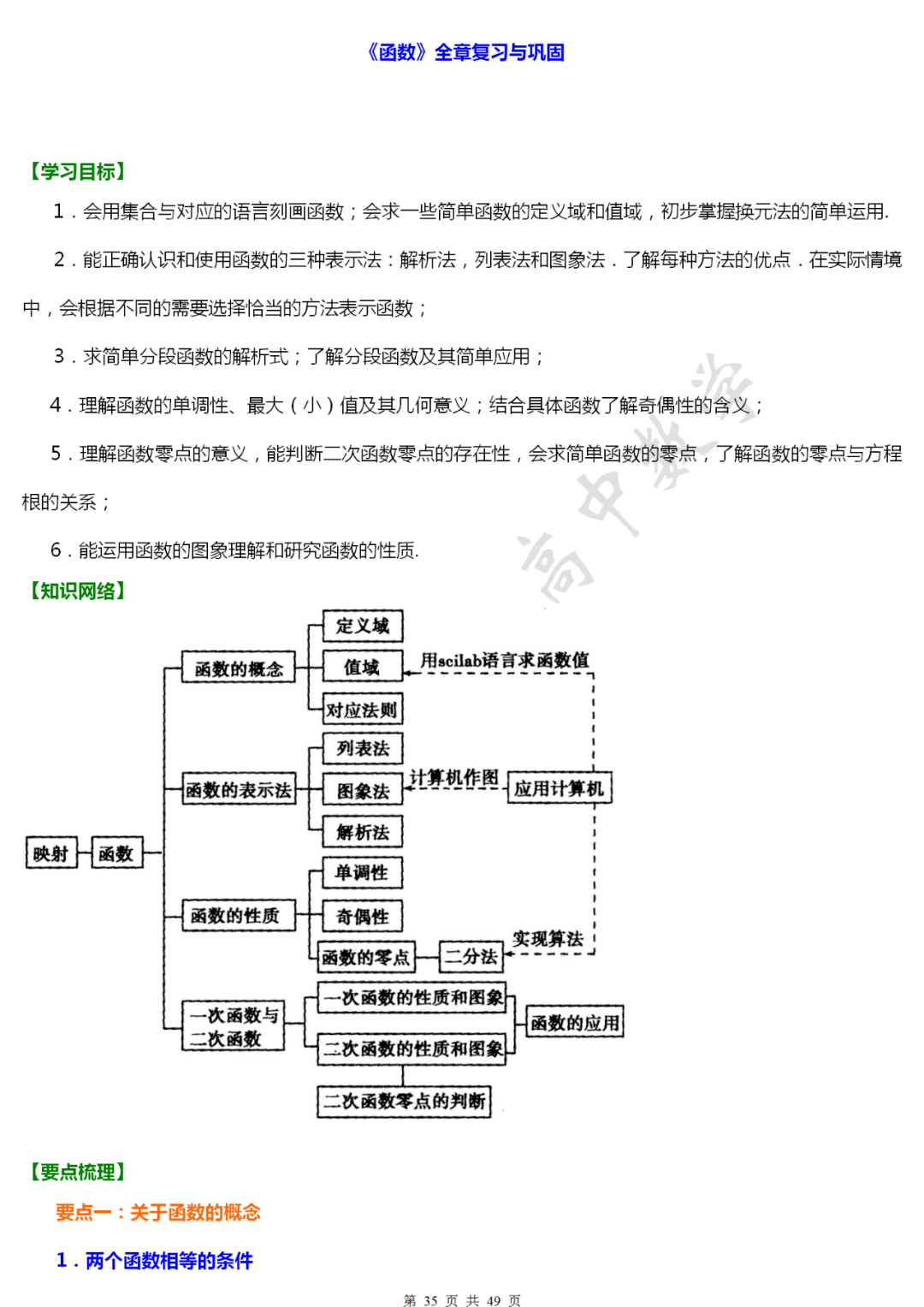 高一数学知识点归纳大全(高一数学知识点概念图)