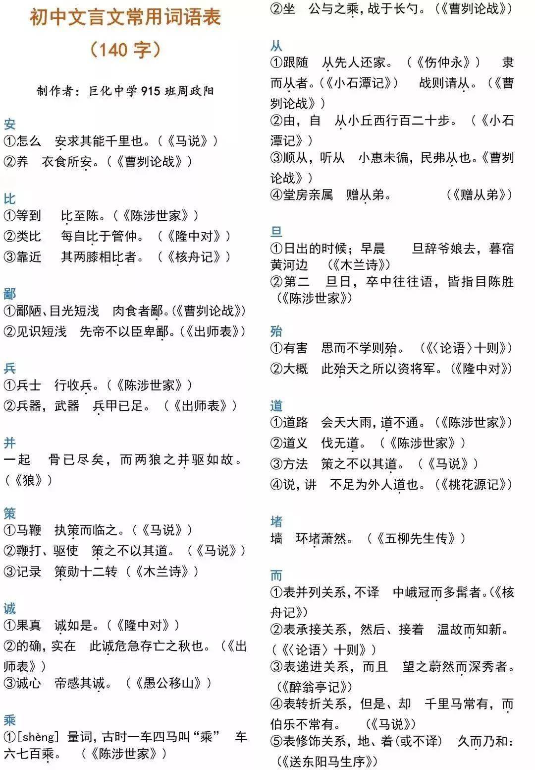 文言文常见字词翻译初一_文言文常见字词翻译