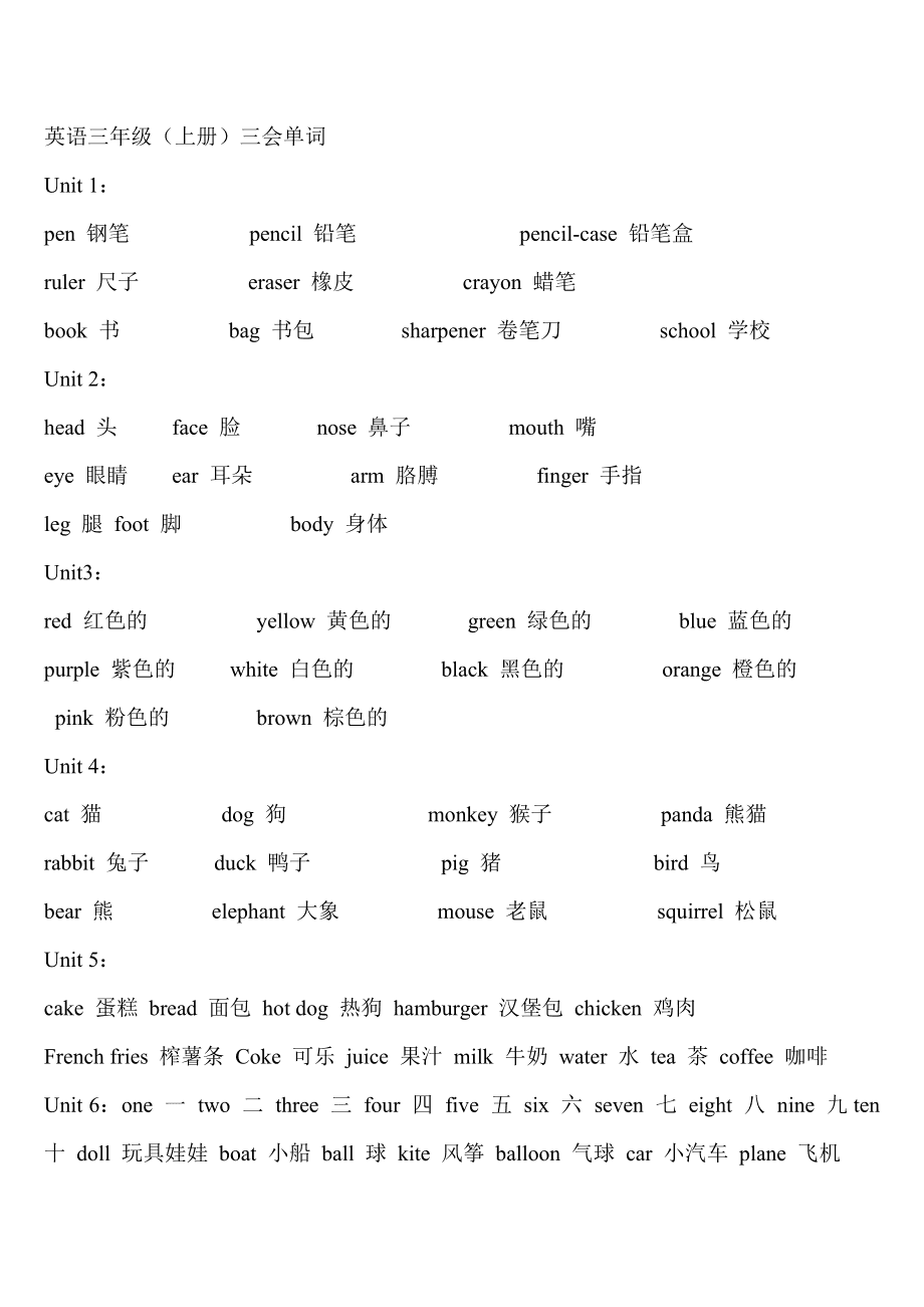 小学英语三年级上册第三单元单词跟读和句子跟读_小学英语三年级上册第三单元单词