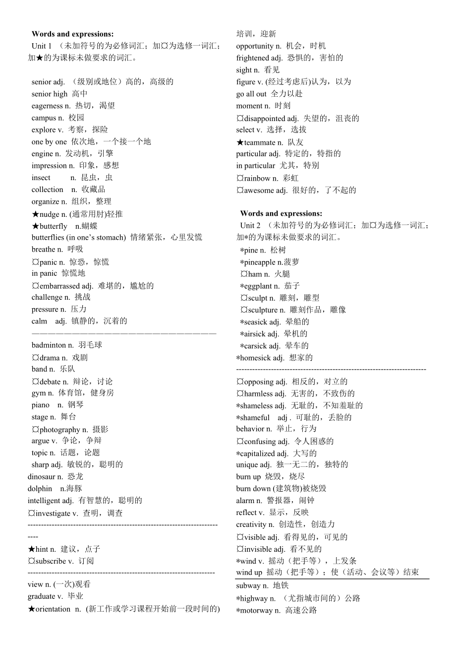 高中英语必修一第四单元单词_高中英语必修一第四单元单词音频在线听