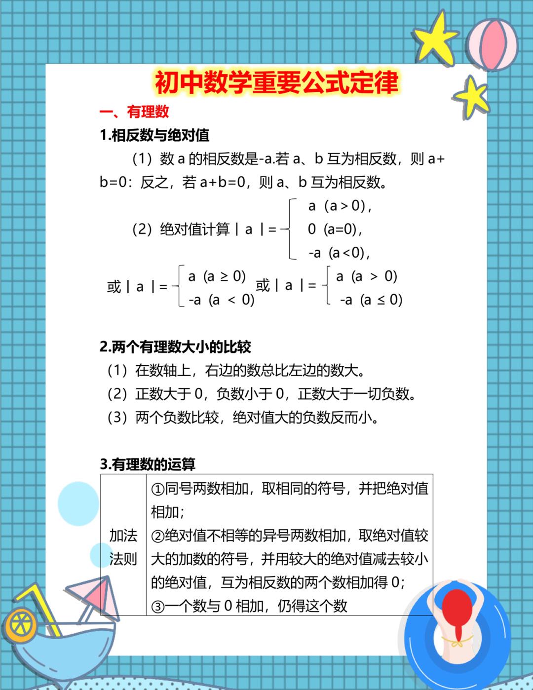 初中数学公式汇总精华版pdf(初中数学公式汇总)