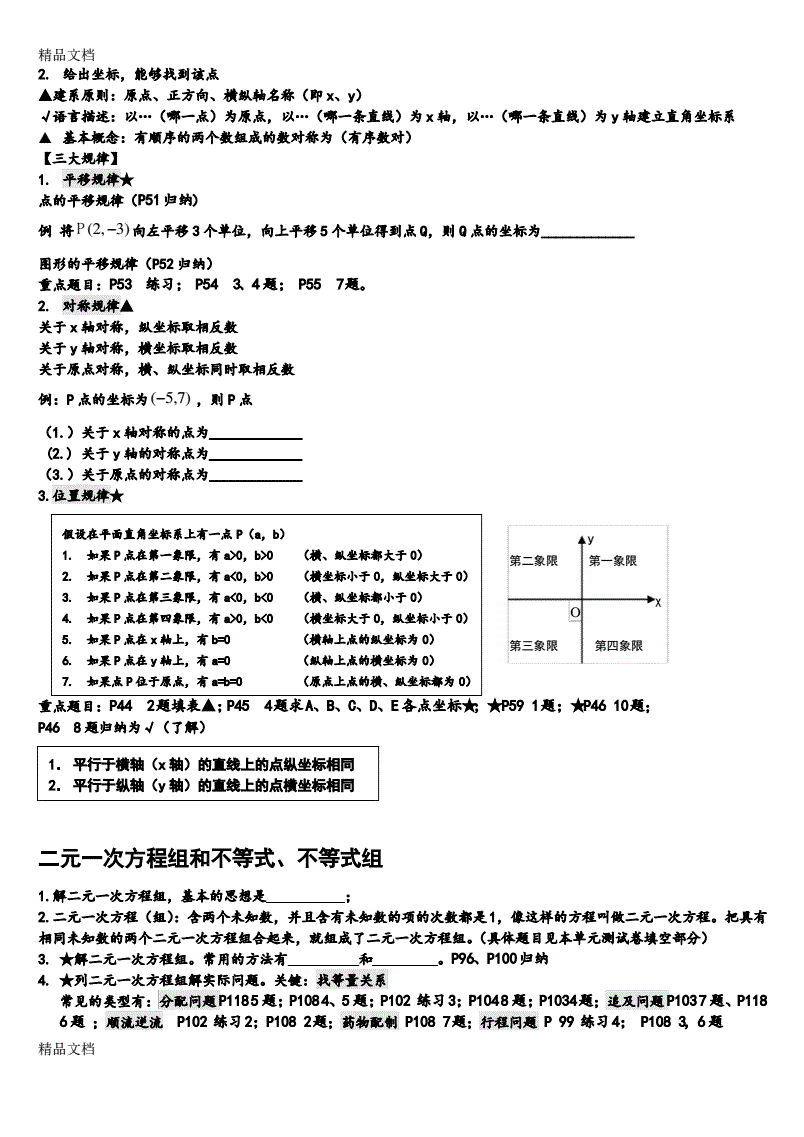 初中数学287个知识点_初中数学知识点总结及公式大全人教版