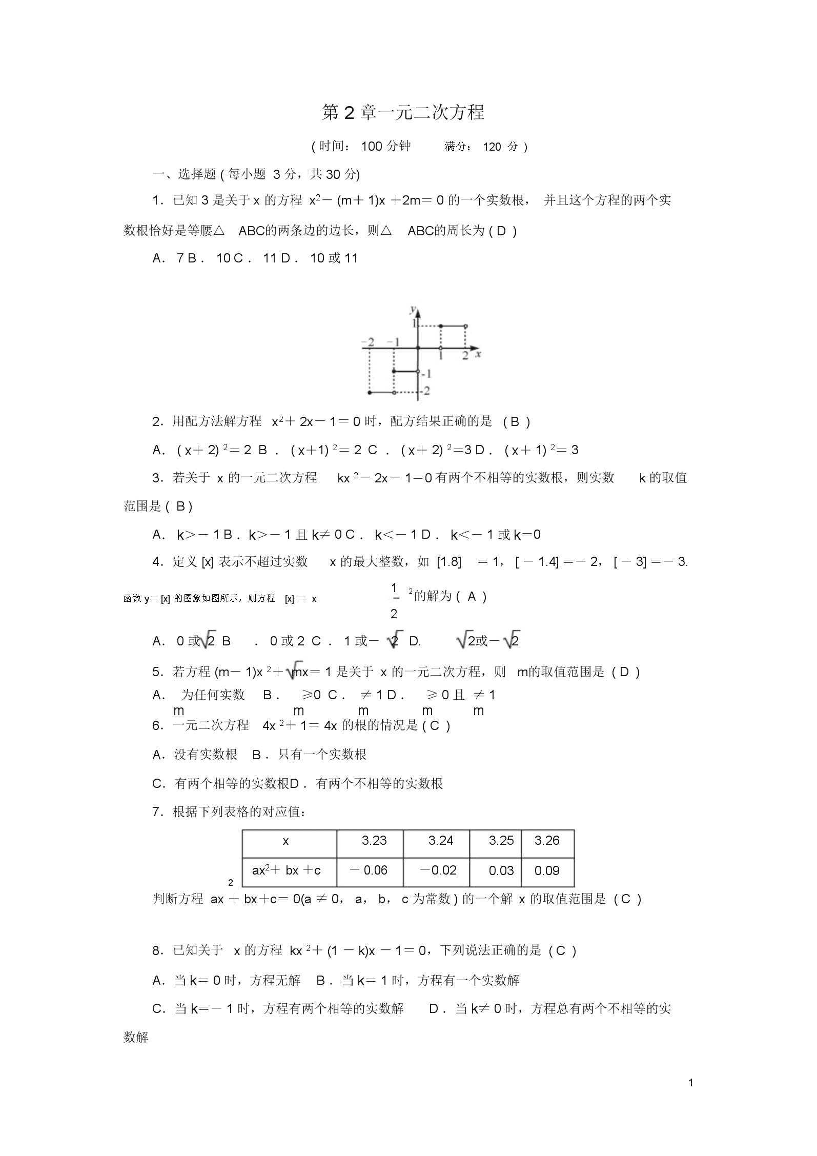 初中数学题100道包括答案(初中数学题100道包括答案和题目)