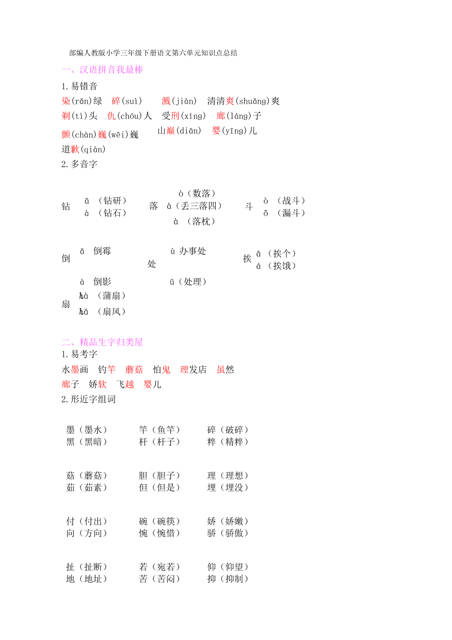 部编版小学语文知识点总结大全_部编版小学语文知识点总结大全集