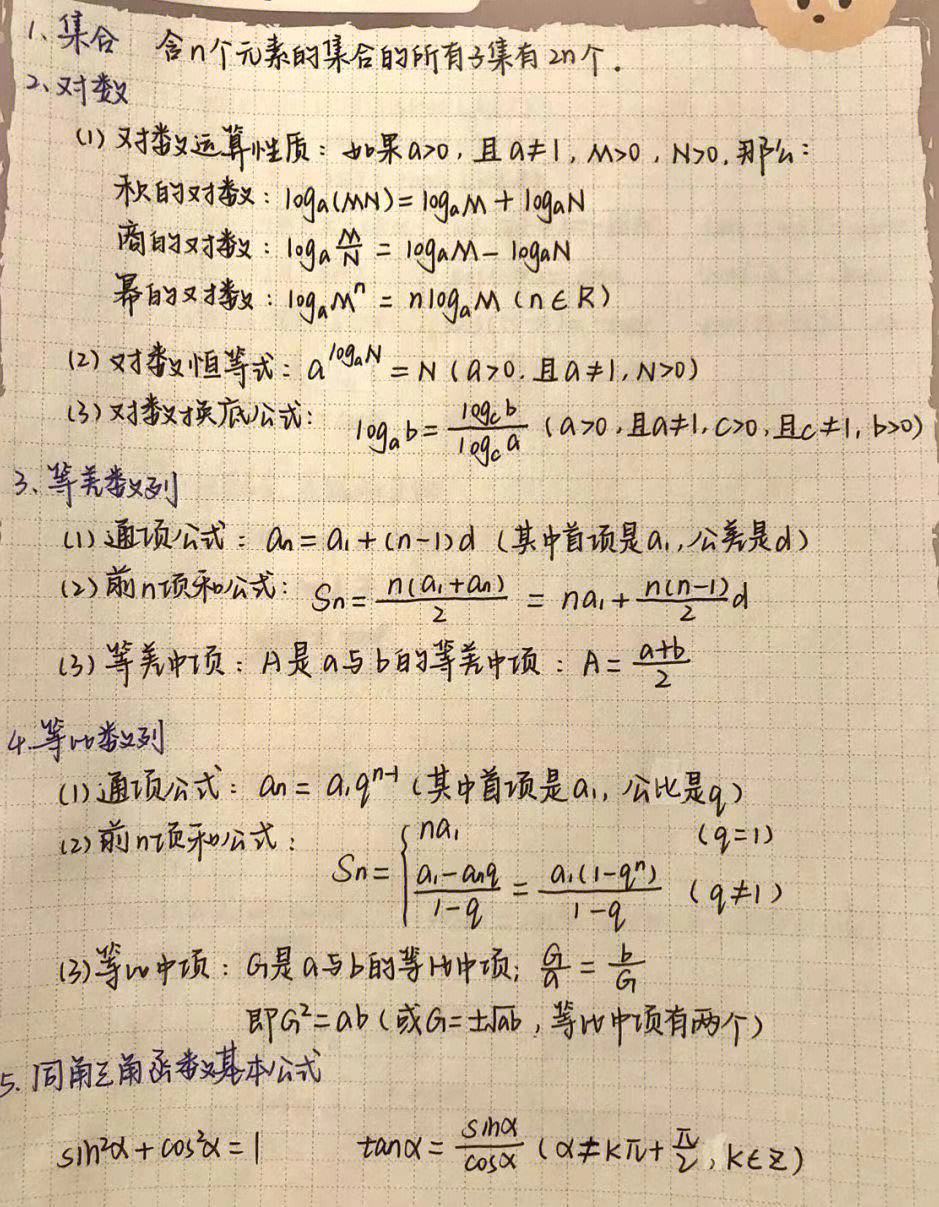 高中数学知识点全总结手写(高中数学知识点全总结手写图片大全)