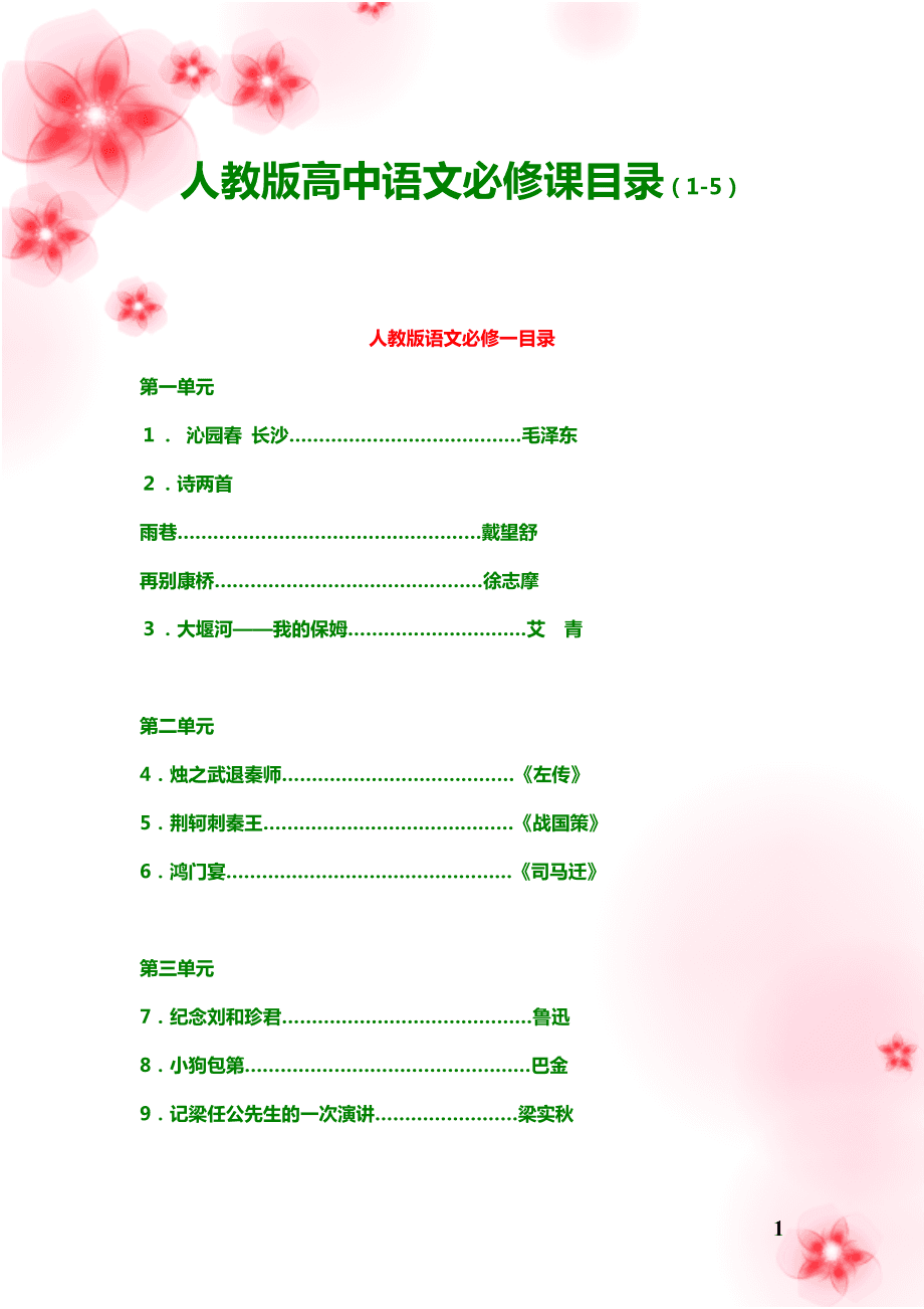 高中语文书电子版人教版2023_高中语文课本目录大全