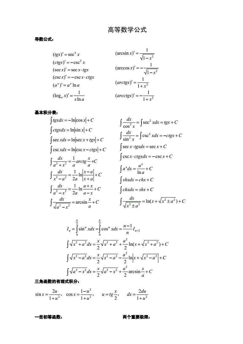 高中数学求导公式大全图解_高中数学求导公式大全