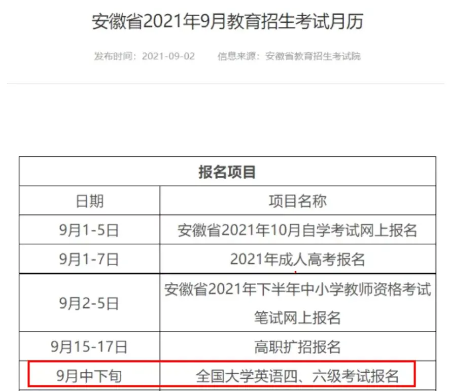 安徽英语六级报名时间2022年下半年_安徽六级报名时间2020下半年报名入口