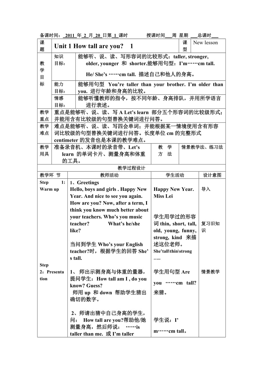 小学英语教案20篇_小学英语教案20篇四年级下册2000字