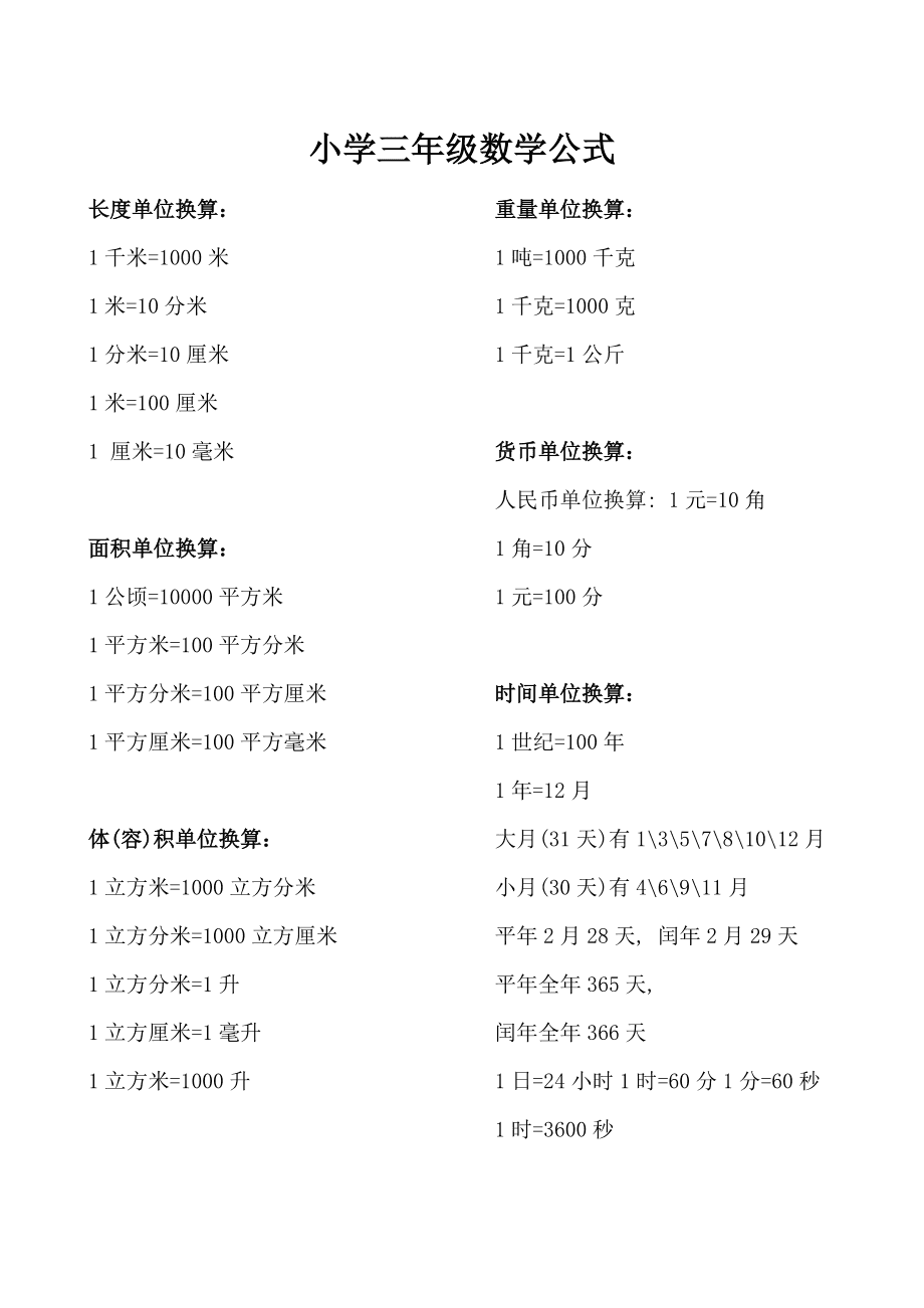 小学数学公式大全完整版(小学六年级数学公式大全完整版)