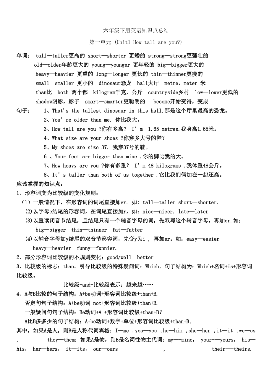 小学英语知识点总结大全_译林版小学英语知识点总结大全