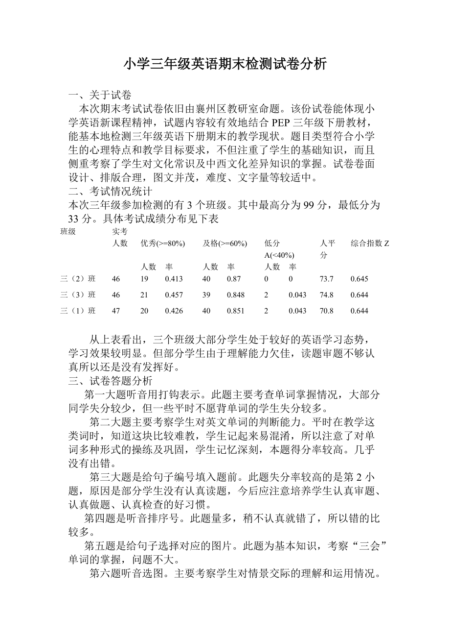 小学英语试卷分析不足(小学英语试卷分析失分原因和改进措施)