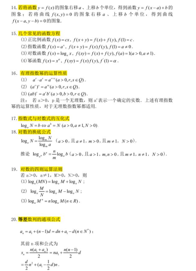 高中会考数学公式及应用2021_高中数学会考公式