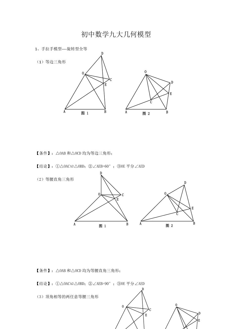 初中数学模型大全及解析(初中数学模型大全及解析视频讲解)