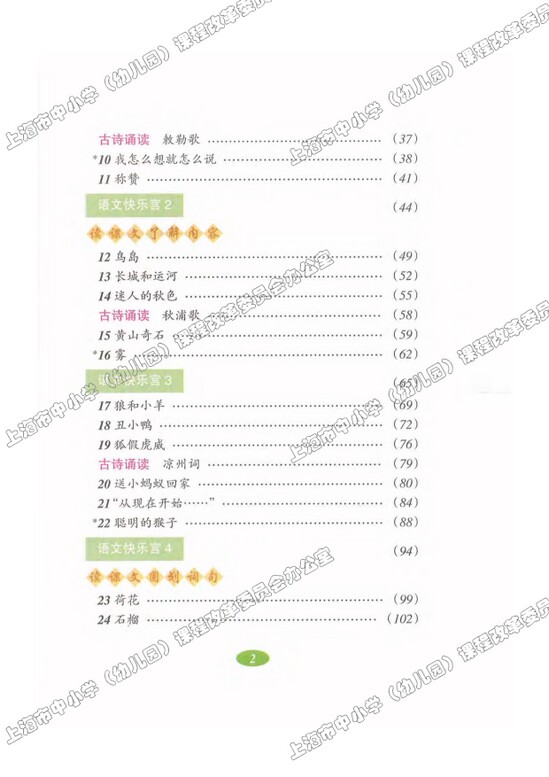 人教版小学语文二年级下册目录_小学语文二年级下册目录