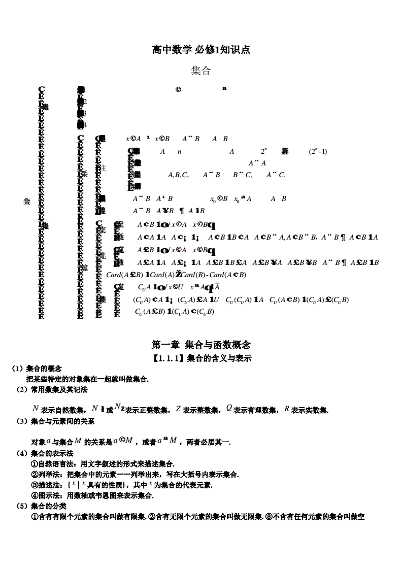 高中数学知识点总结一集合(高中数学集合知识点思维导图)