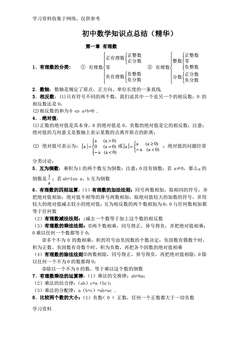 初中数学知识点总结七年级_初中数学知识点总结七年级下册