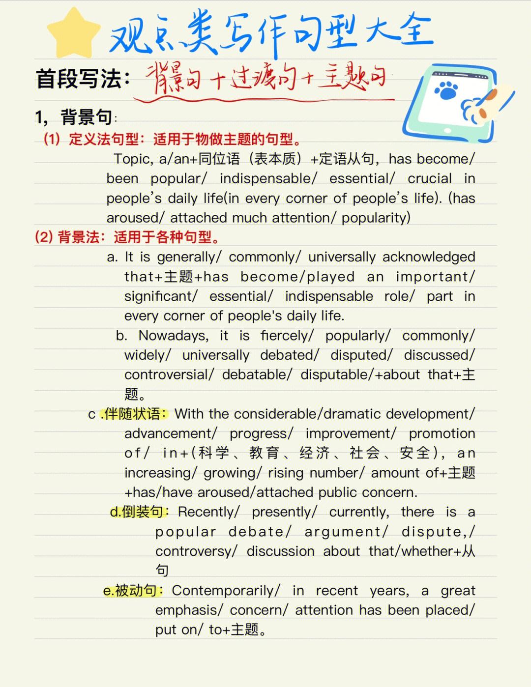 大学英语作文框架图_大学英语作文框架