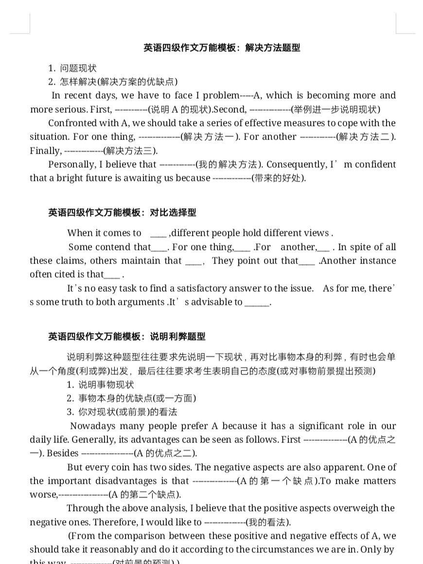 英语六级作文模板精心整理15篇_英语六级作文模板(精心整理)