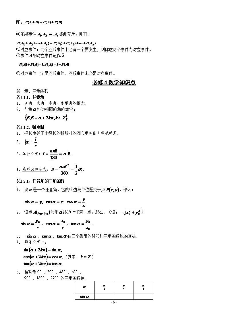 数学高中必修一知识点总结(高中数学必修一知识点总结精简)