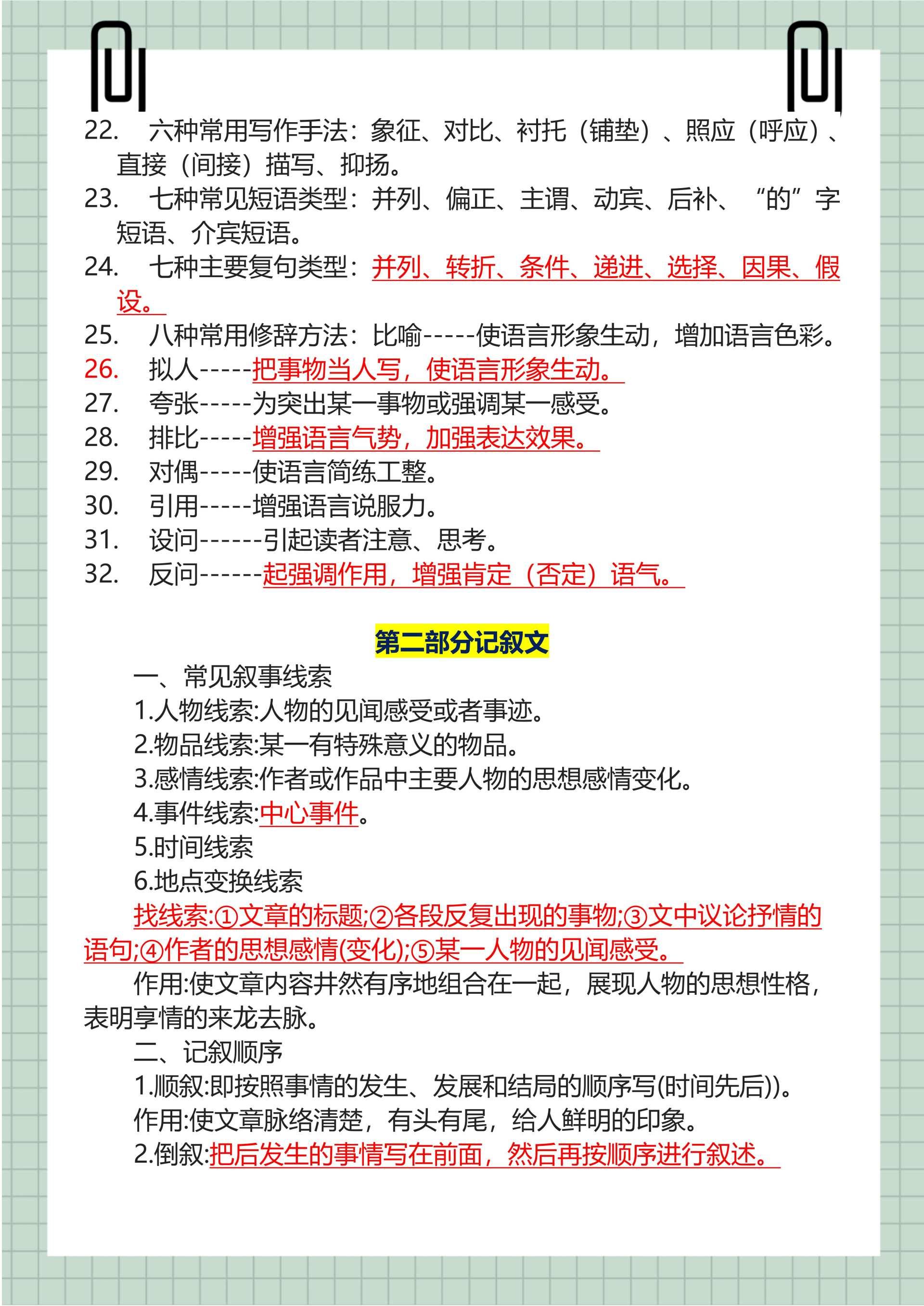 中考语文知识点总结大全集_初中中考语文知识点总结大全详解