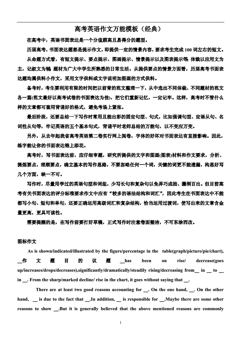 高中英语作文万能模板号召的简单介绍