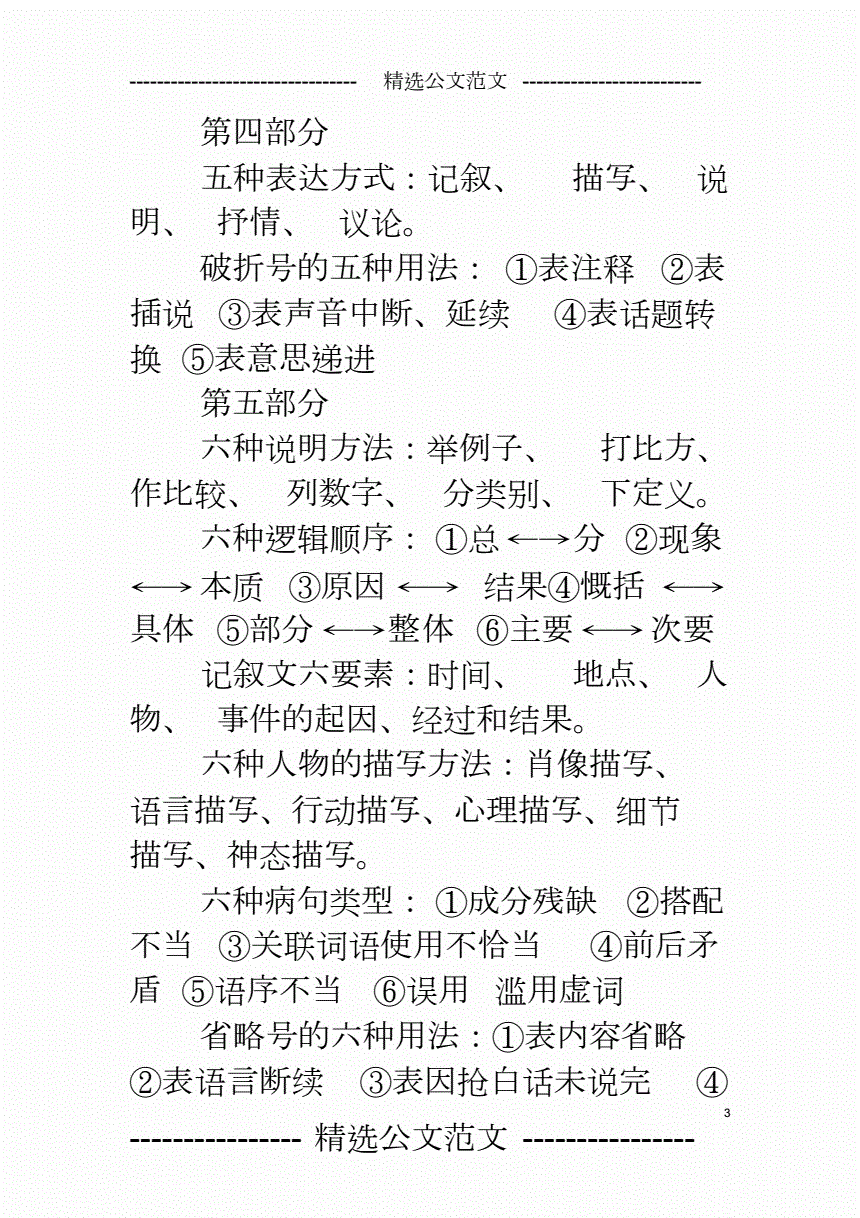 初中语文知识归纳总结打印版_初中语文知识点归纳总结完整版