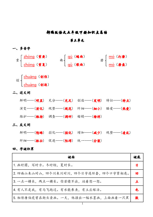 包含五年级语文知识点总结的词条