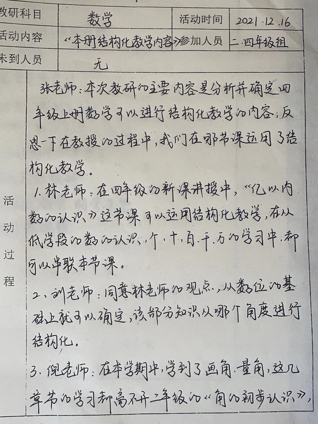 小学数学组教研活动安排_小学数学组教研活动记录8篇