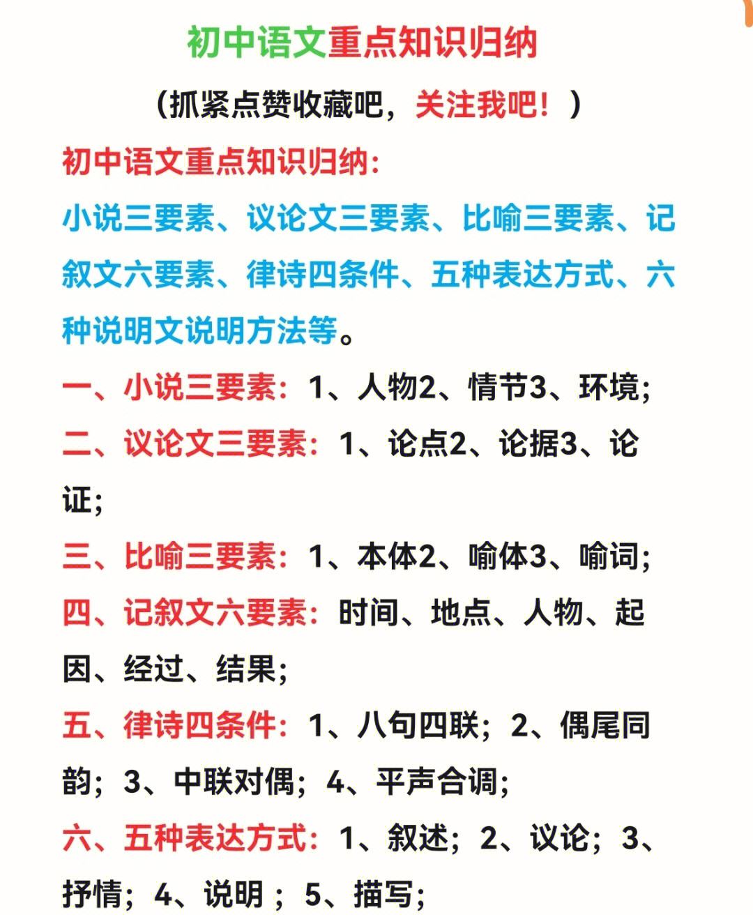 初中语文知识点总结归纳重点_初中语文知识点总结中考语文必备