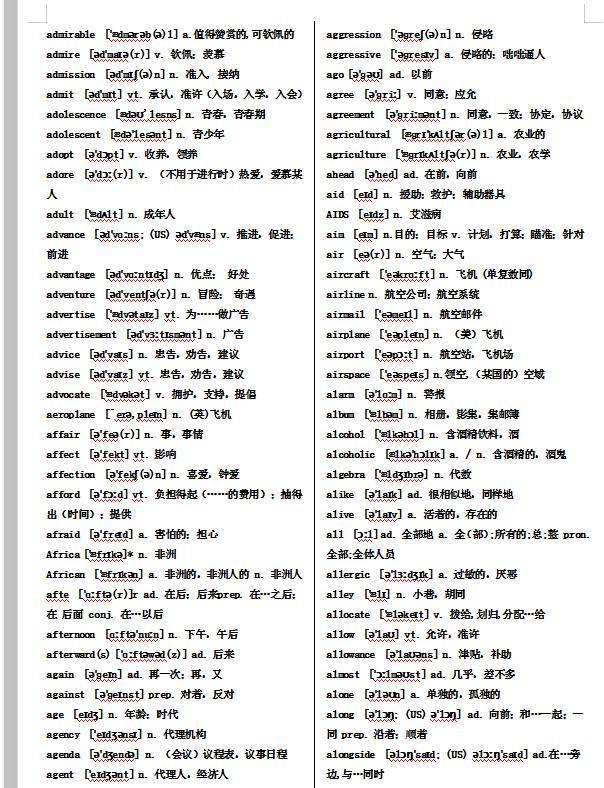 高中英语词汇大全3500词根词缀(高中英语词汇大全3500词)