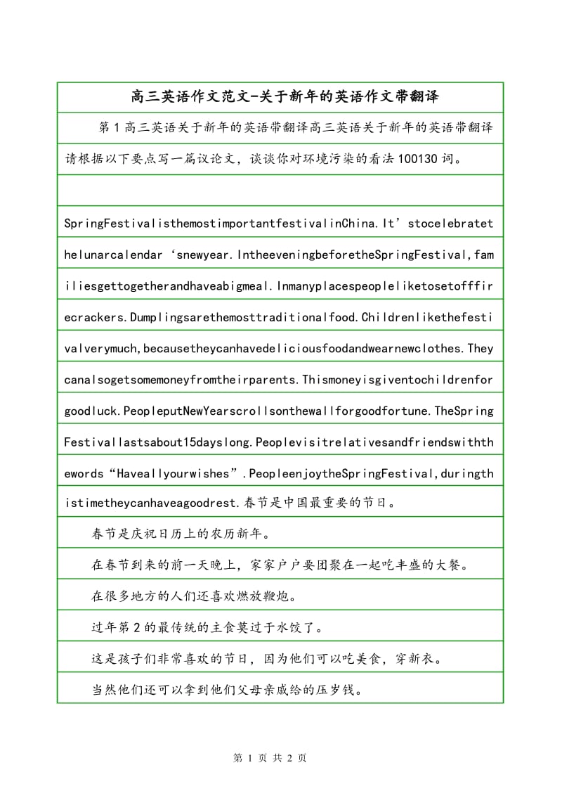 大学英语作文模板10篇带翻译范文(大学英语作文模板10篇带翻译)