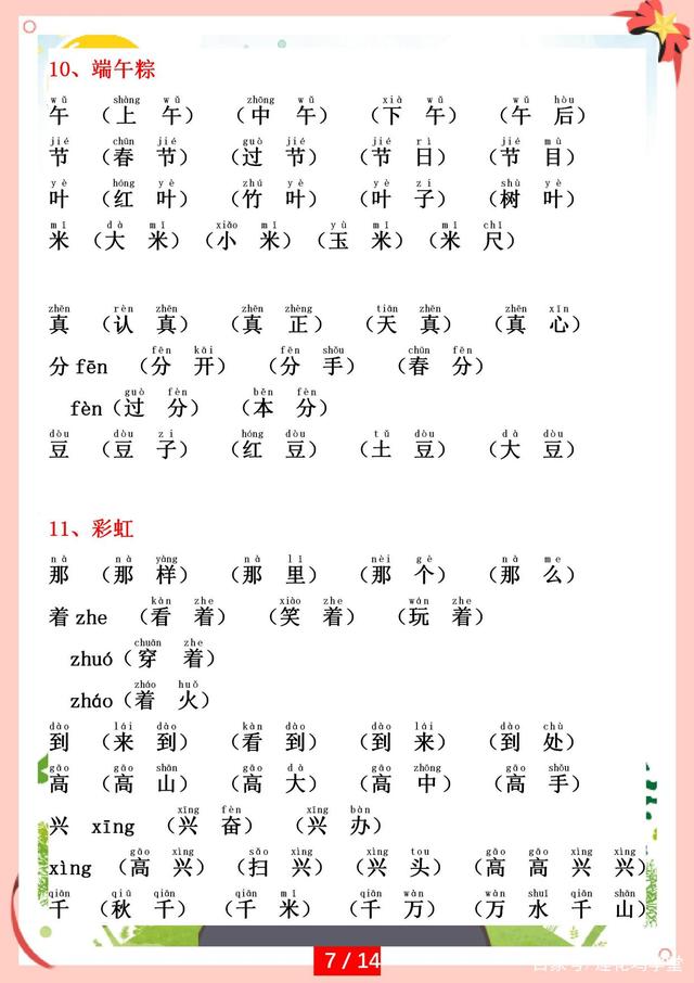 小学语文一年级下册生字表(小学语文一年级下册生字表词条)