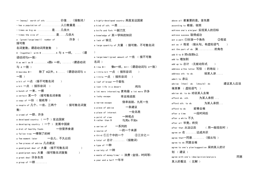 高中英语短语固定搭配_高中英语短语固定搭配总结大全知乎