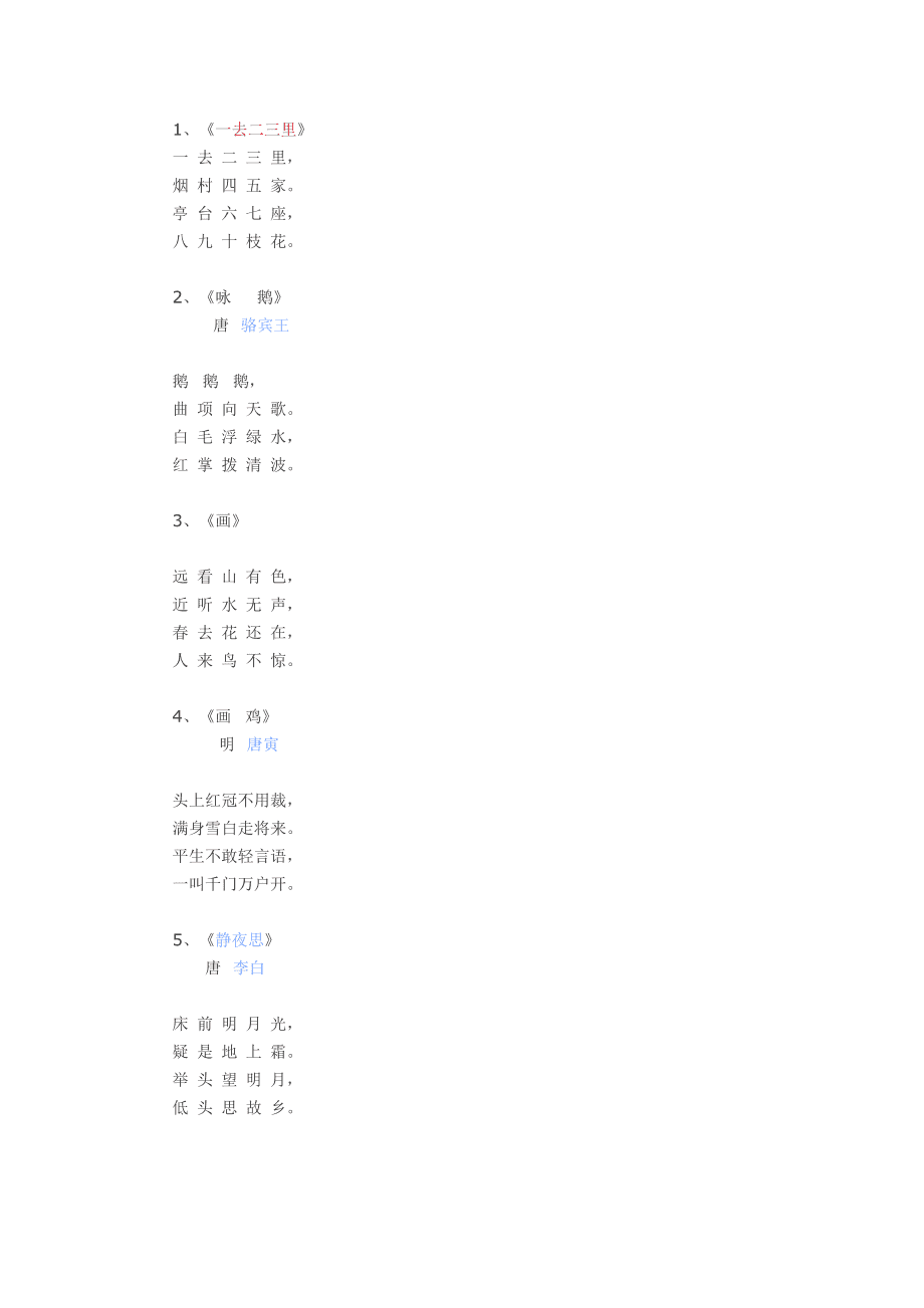 小学知识大全语文中的75首古诗_小学语文知识大全古诗235首