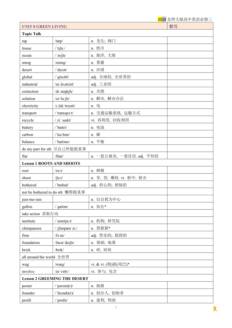 高中英语必修一单词表unit1(高中英语必修一单词表unit1和unit2)