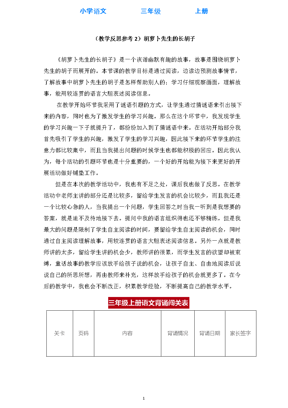 小学语文教学反思模板简短_小学语文教学反思10篇文库