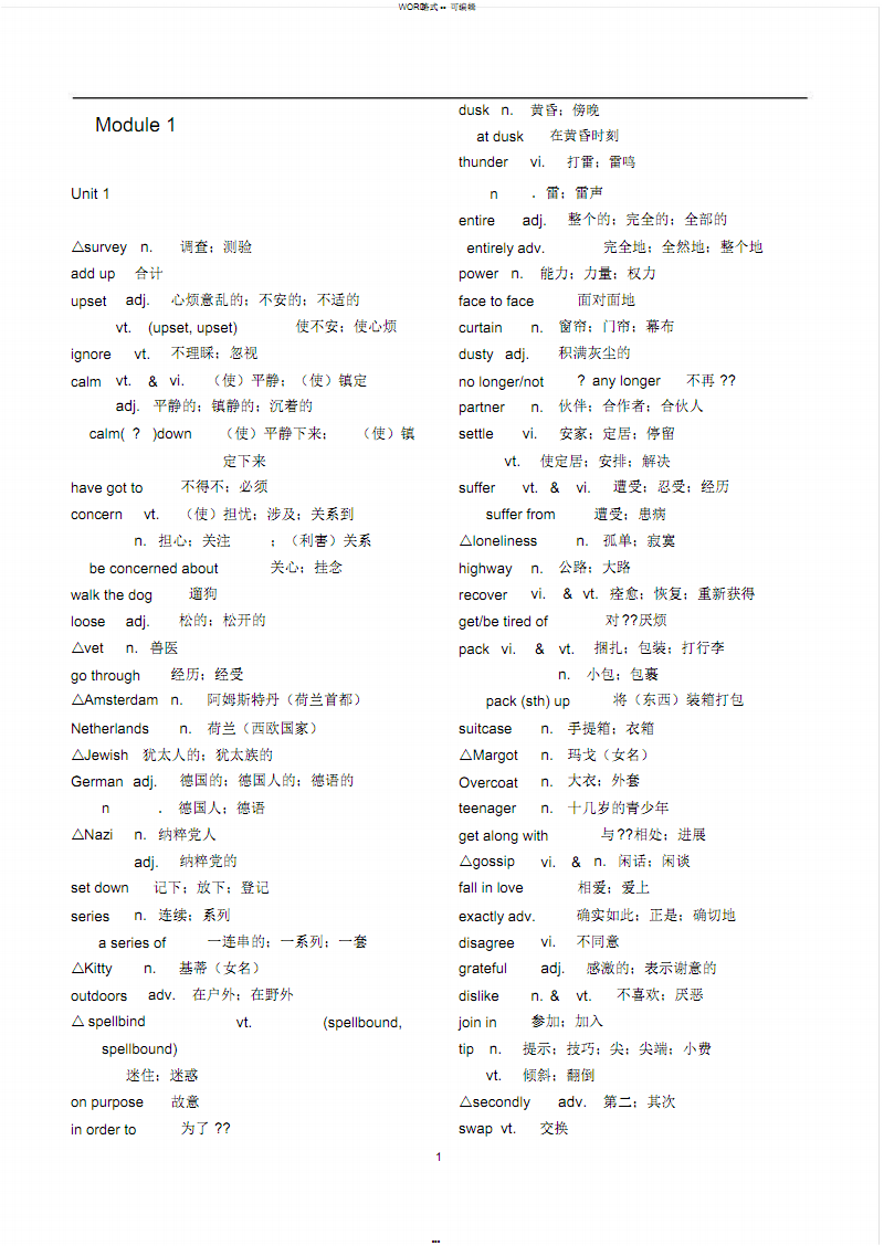 高中英语必修一第四单元单词讲解(高中英语必修一单词表第四单元)