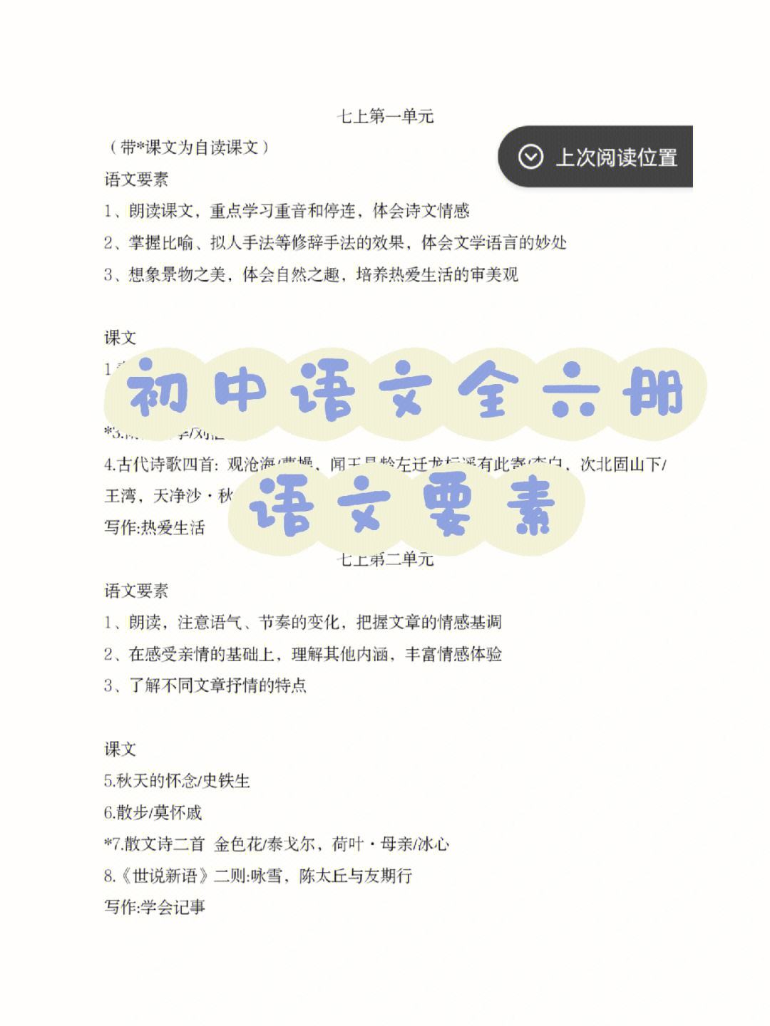 初中语文课文目录散文有哪些_初中语文课文目录散文