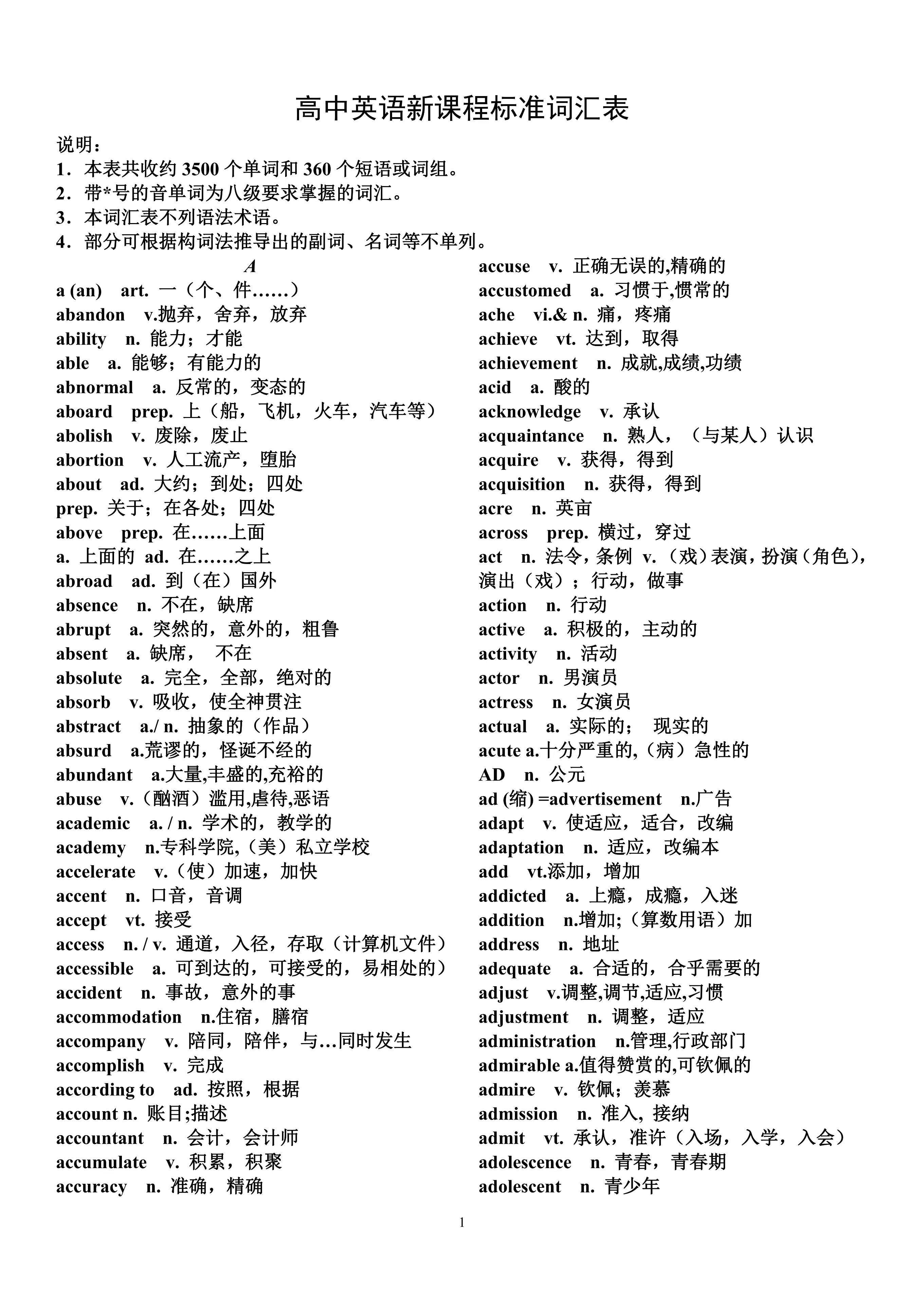 高中英语必背3500词汇(高中英语必背3500词汇表免费文档)