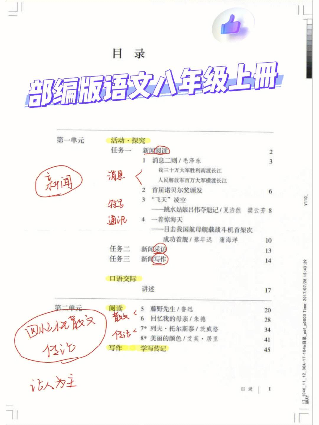 最新部编版初中语文目录_初中语文目录部编版