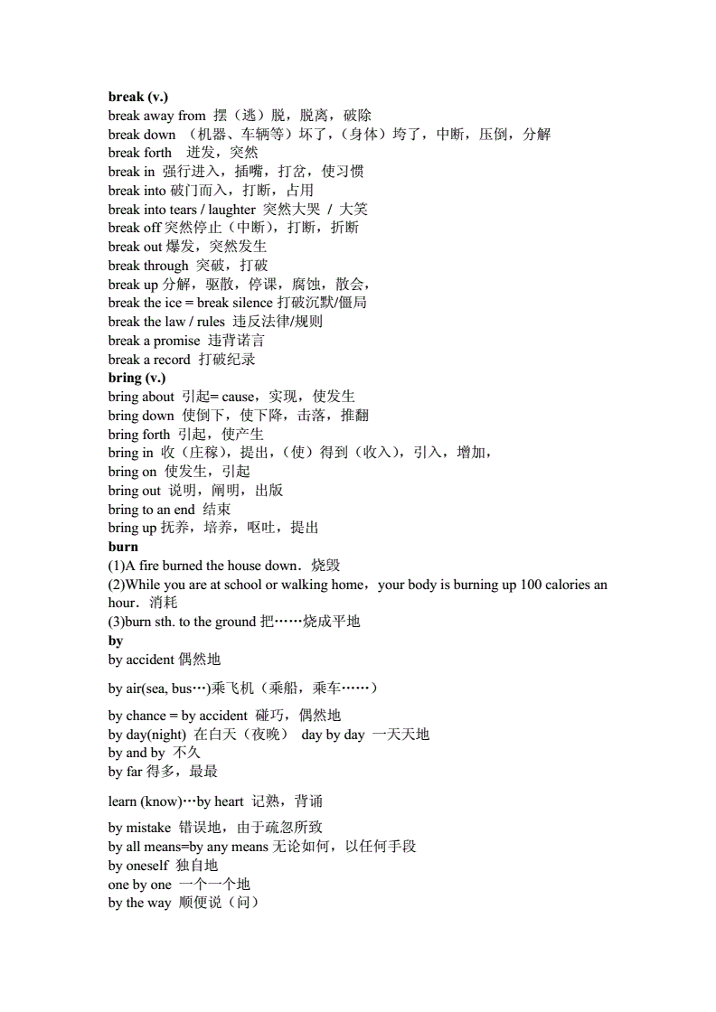 高中英语必背短语(高中英语必背短语600个带翻译)