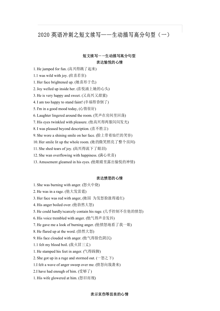 高中英语作文万能句子开头结尾_高中英语作文万能句